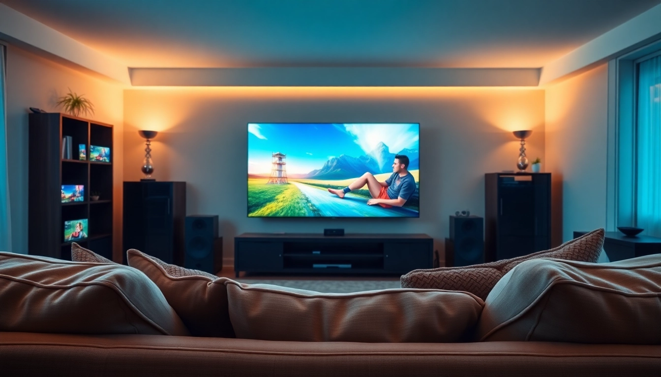 Experience Free IPTV Trial 24 Hours in a cozy living room with streaming devices.