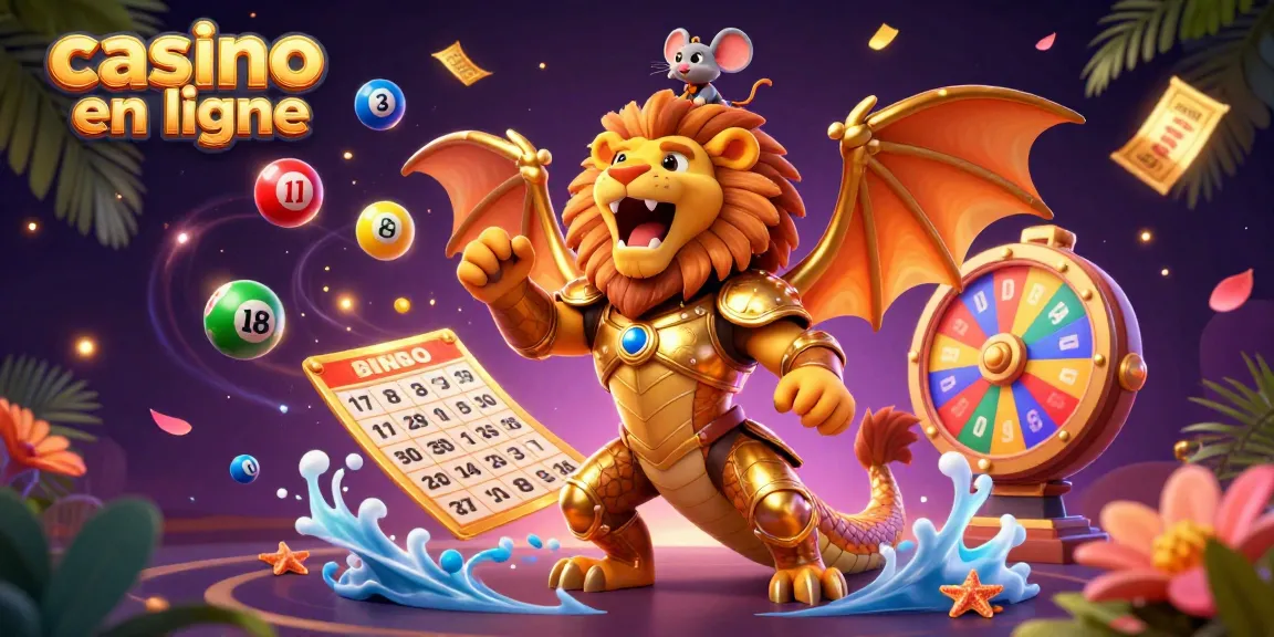 Plongez dans l'univers du casino en ligne avec cette illustration animée, pleine de jeux et de gains.