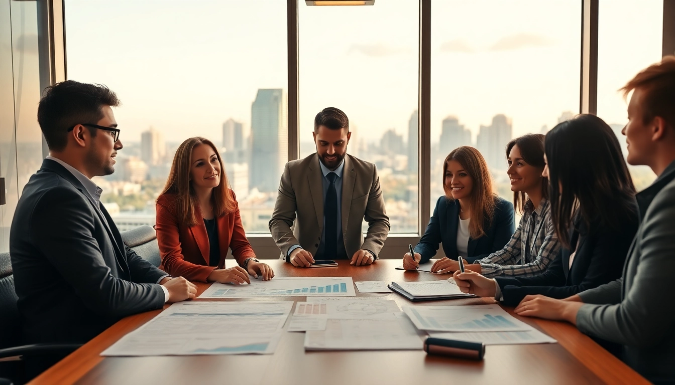 Individuals discussing Early Stage Investing strategies in a modern office, fostering collaboration.