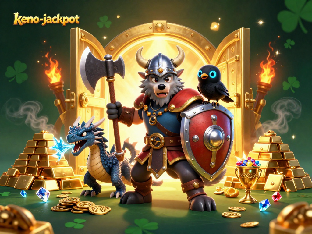 Engage with keno-jackpot excitement as a Viking wolf warrior and dragon uncover treasures!