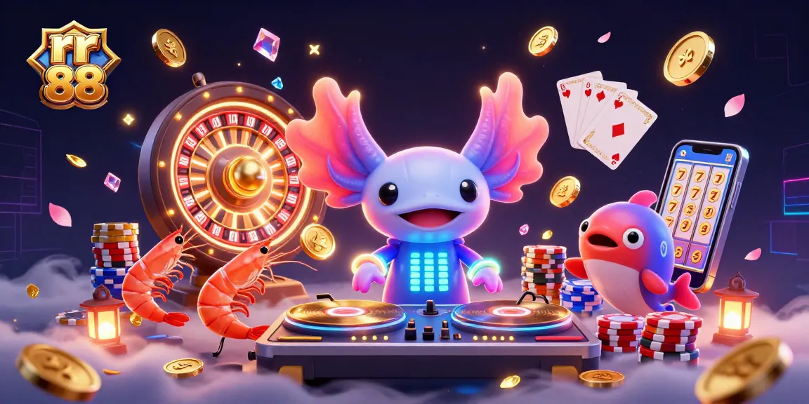 Experience immersive fun at rr 88 with a vibrant casino scene featuring energetic characters and exciting gaming elements.