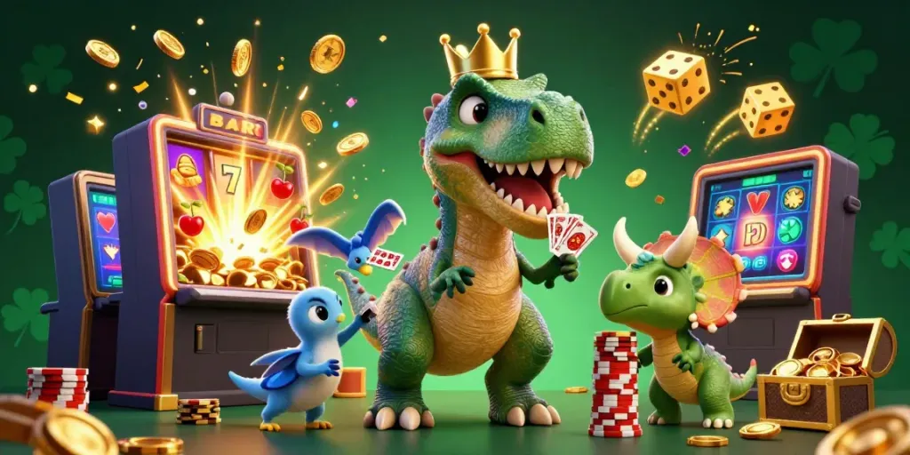 dhx4d T-Rex dan teman-teman bermain slot hujan koin dan cahaya