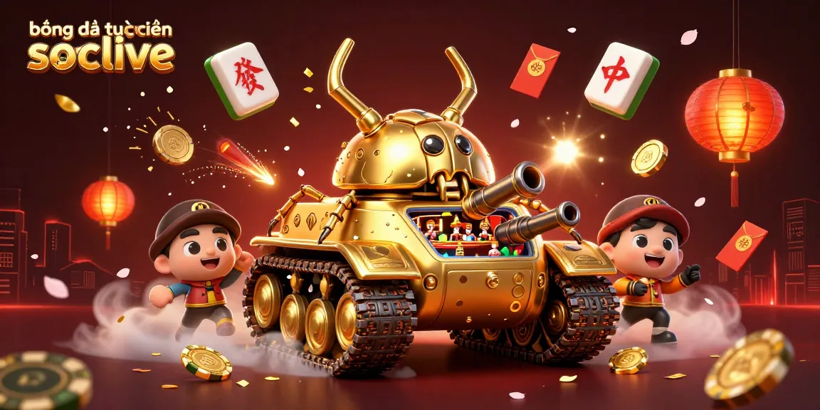 Experience bóng đá trực tuyến socolive with a vibrant and dynamic scene of a golden casino beetle tank.