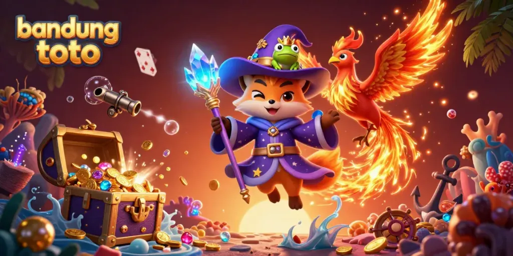Experience immersive gameplay with bandung toto featuring a whimsical wizard fox and phoenix.