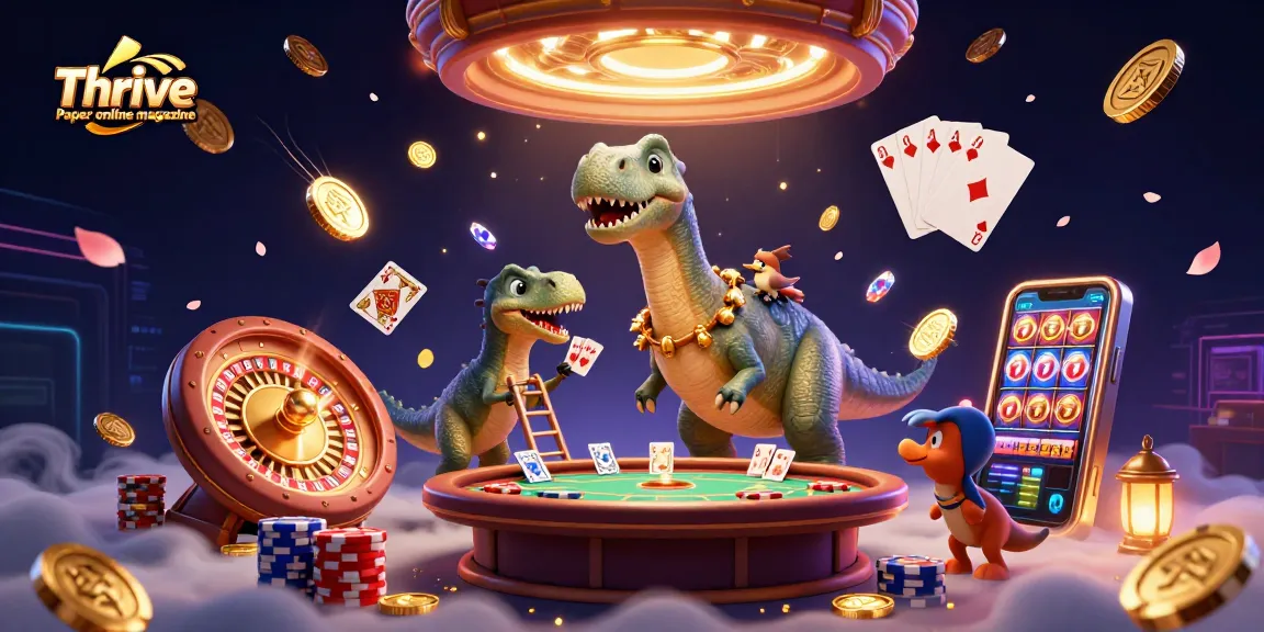 Engage with gaming magic at Thrive Paper online magazine featuring a vibrant 3D casino scene.