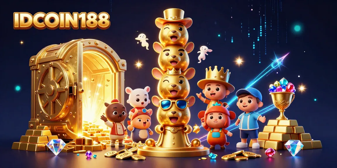 IDCOIN188 features vibrant animated elements showcasing a rich casino atmosphere with gold and jewels.