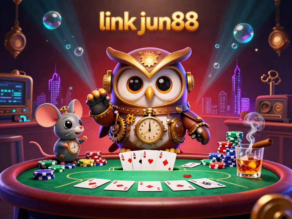 Experience thrilling gaming action at link jun88 with vibrant casino elements in this 3D illustration.