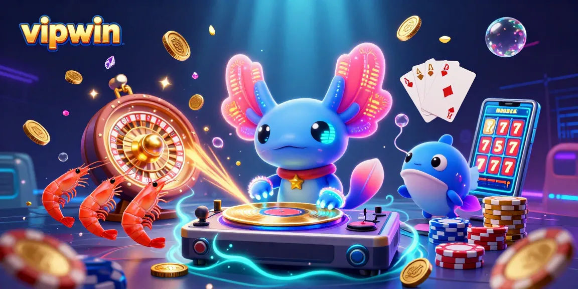 Engage with vipwin and spin the reels in the vibrant casino world with a neon axolotl DJ.