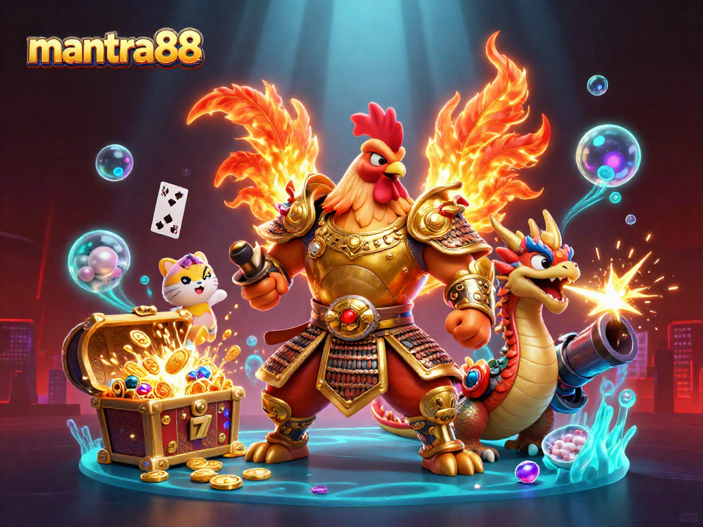 Experience thrilling gameplay with mantra88, featuring dynamic characters, treasure elements, and an engaging casino theme.
