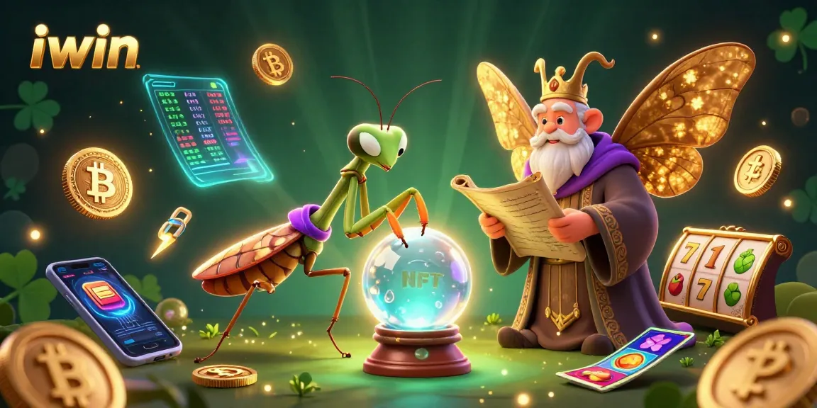 Experience vibrant iwin casino action with a mystical fortune teller and slot elements.