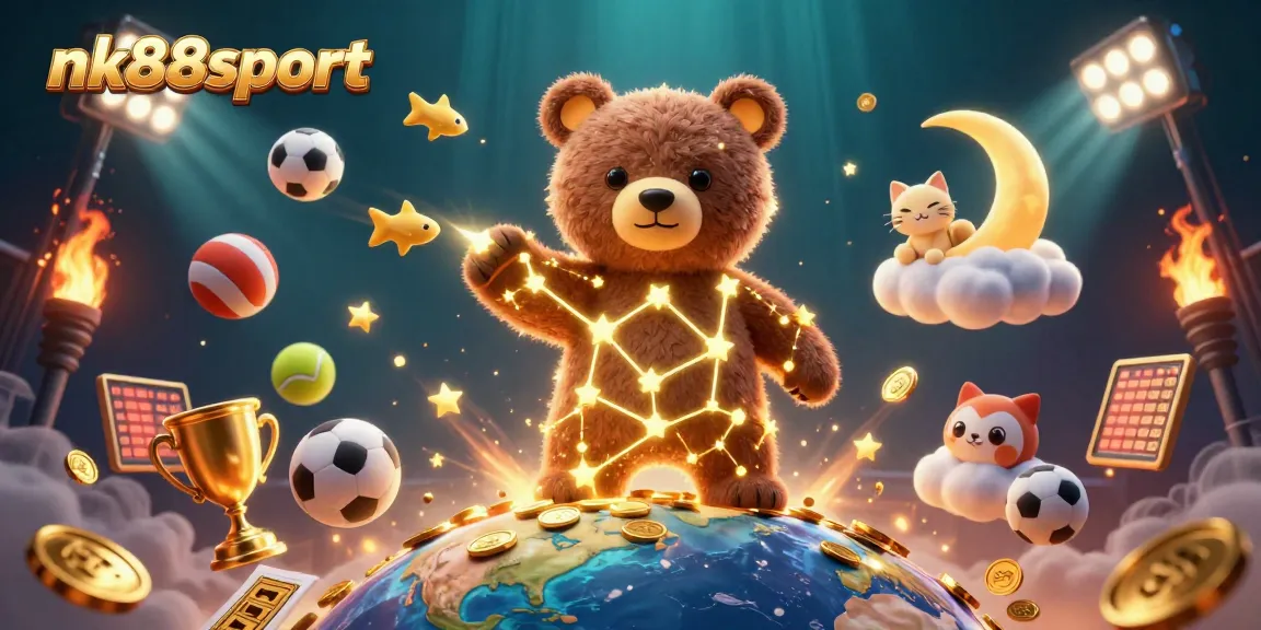 Experience thrilling wins with nk88sport in this dynamic 3D casino illustration.
