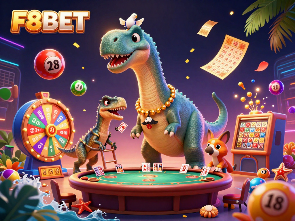 Engage in thrilling games at F8BET while enjoying colorful lottery elements and dynamic casino visuals.