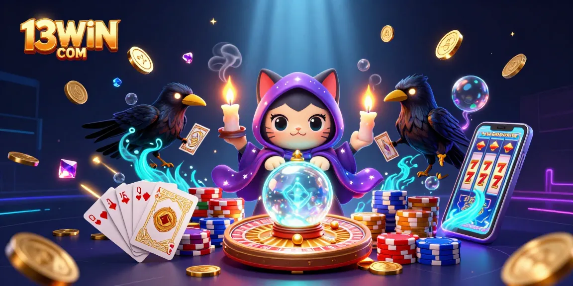 Engage with thrilling games at 13WIN COM, featuring mystical characters and vibrant casino elements.