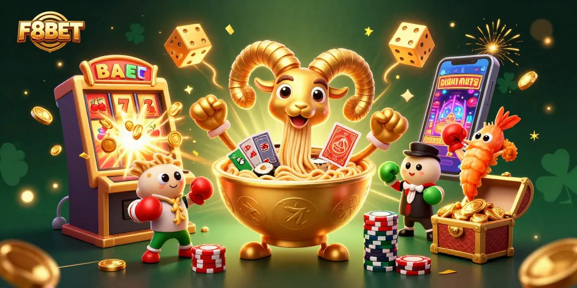 Experience F8BET's thrilling slots and jackpots with vibrant casino-themed characters and action.