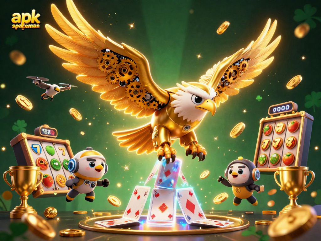 Win big with apk spaceman as a cybernetic eagle dives through a vibrant casino world!