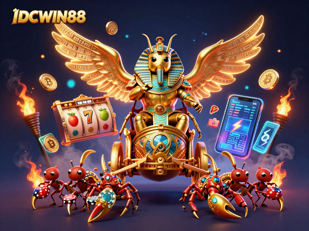 Experience thrilling gameplay with IDCWIN88's vibrant slot options featuring exciting symbols and crypto elements.