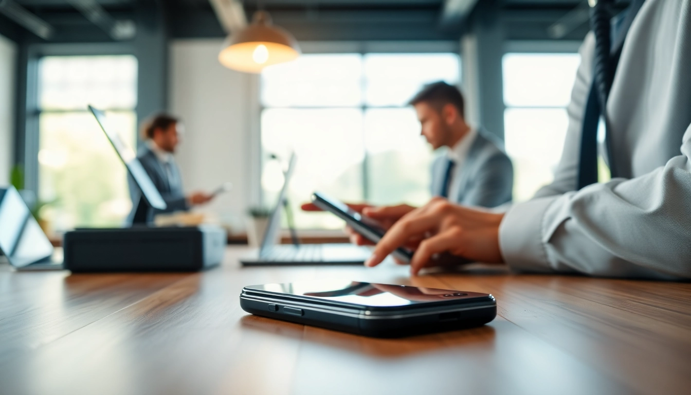 Sell your phone instant cash transaction with a smartphone and cash on a sleek desk.