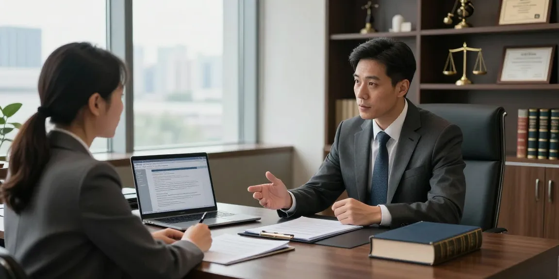 Active lawyer consulting with client in a professional law office, showcasing commitment to justice.