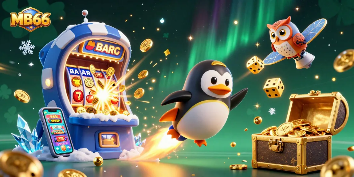 Experience the thrilling MB66 space adventure with a golden penguin and casino elements!