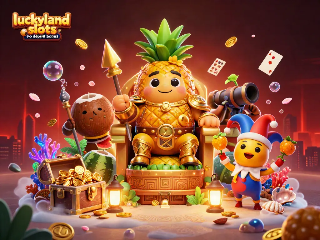 Experience the thrill of the luckyland slots no deposit bonus with vibrant characters and dynamic casino elements.