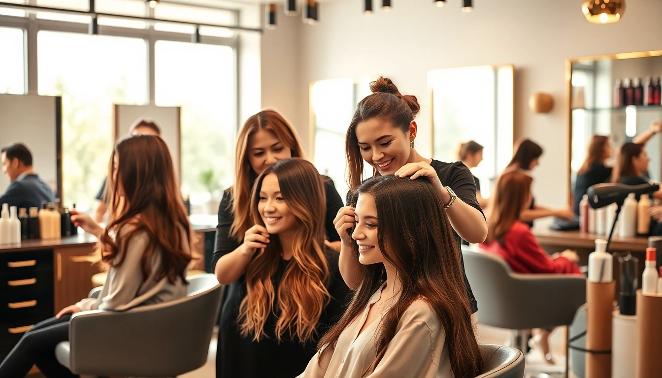 Transform your look with award winning hair stylists showcasing their expertise in a modern salon.