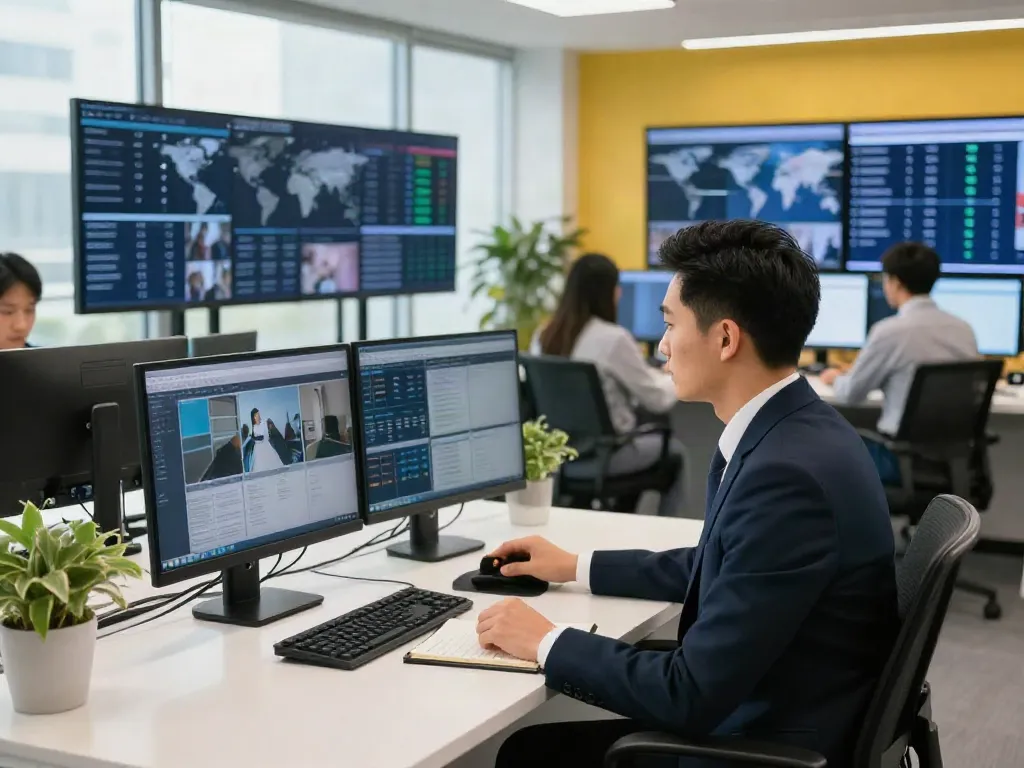 Journalist capturing updates on elligilgal.com in a vibrant newsroom.