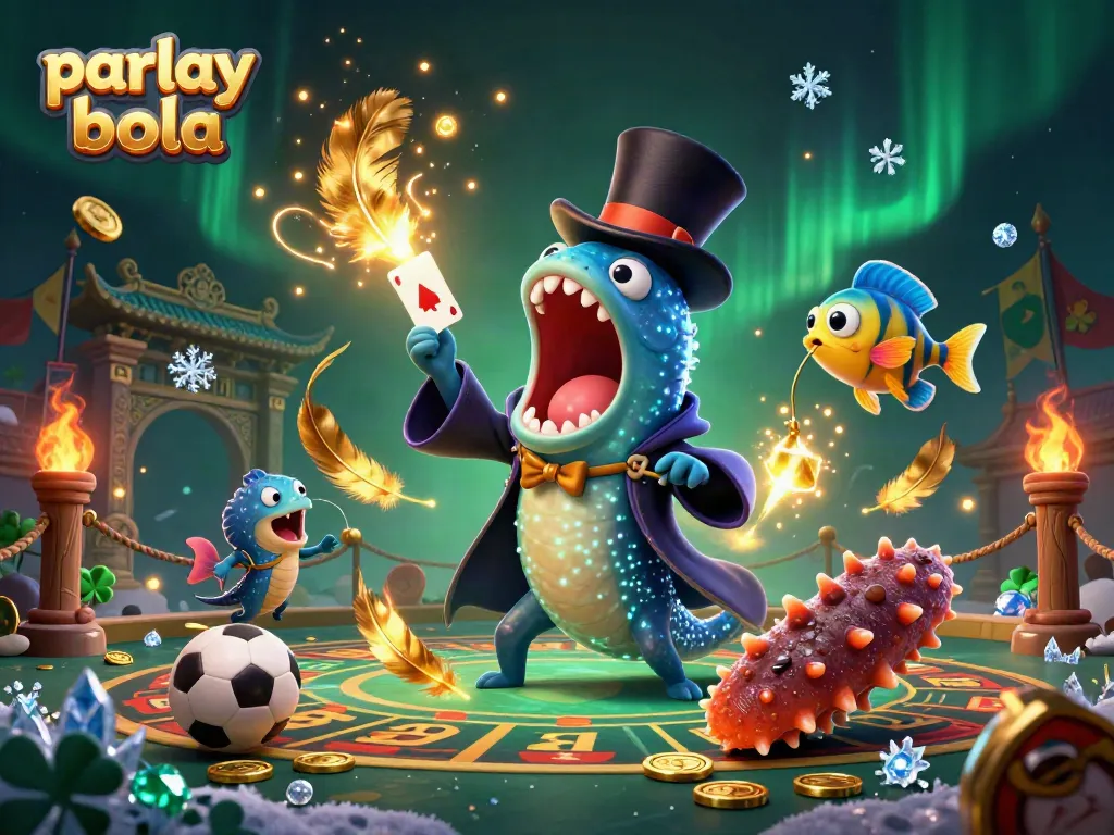 Experience thrilling parlay bola action with whimsical underwater characters in a magical scene.