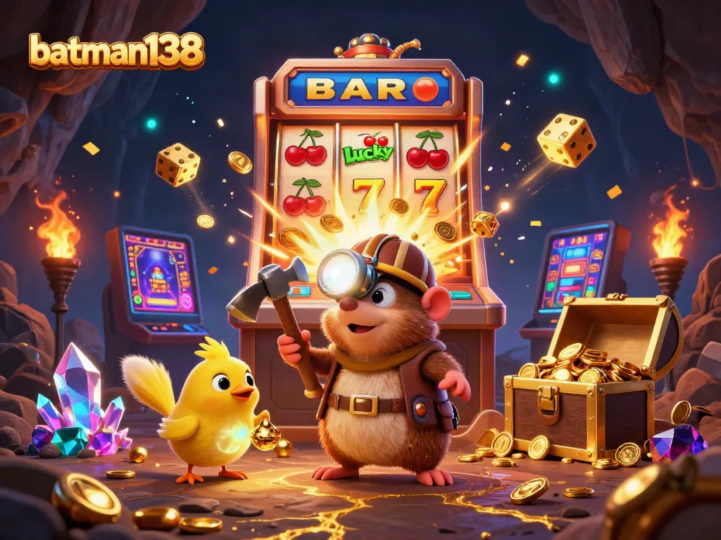 Engage with batman138 as the treasure hunter mole discovers riches in a dazzling casino scene.