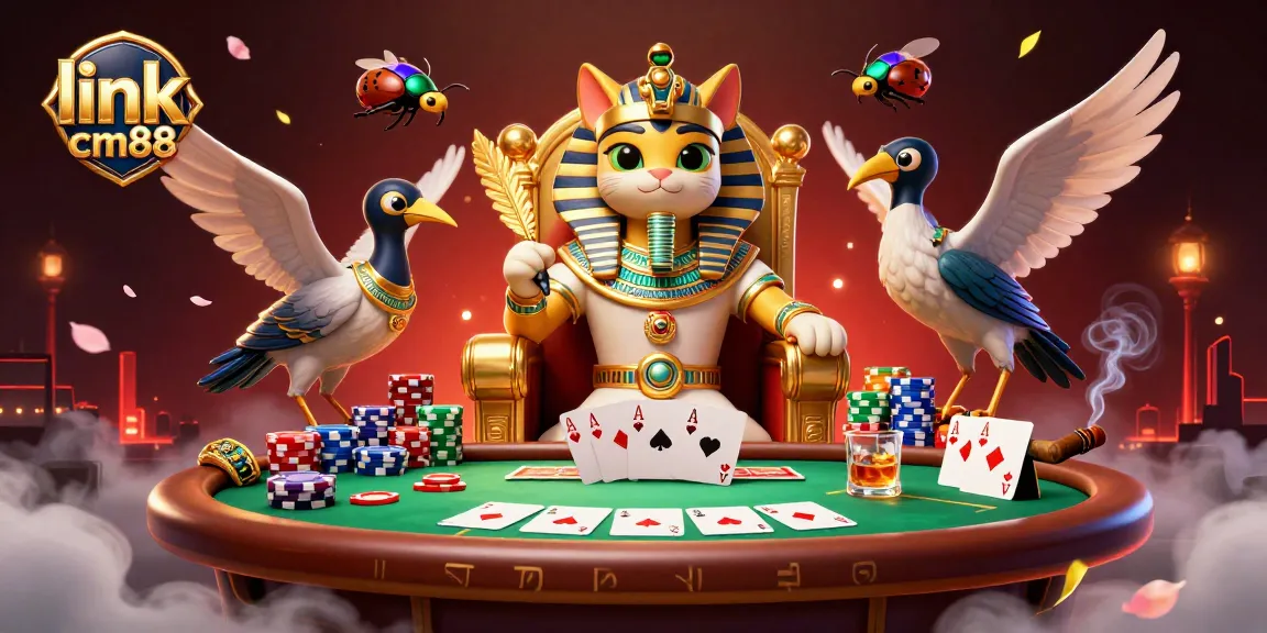 Engage with exciting casino fun at link cm88 featuring a pharaoh cat and poker table