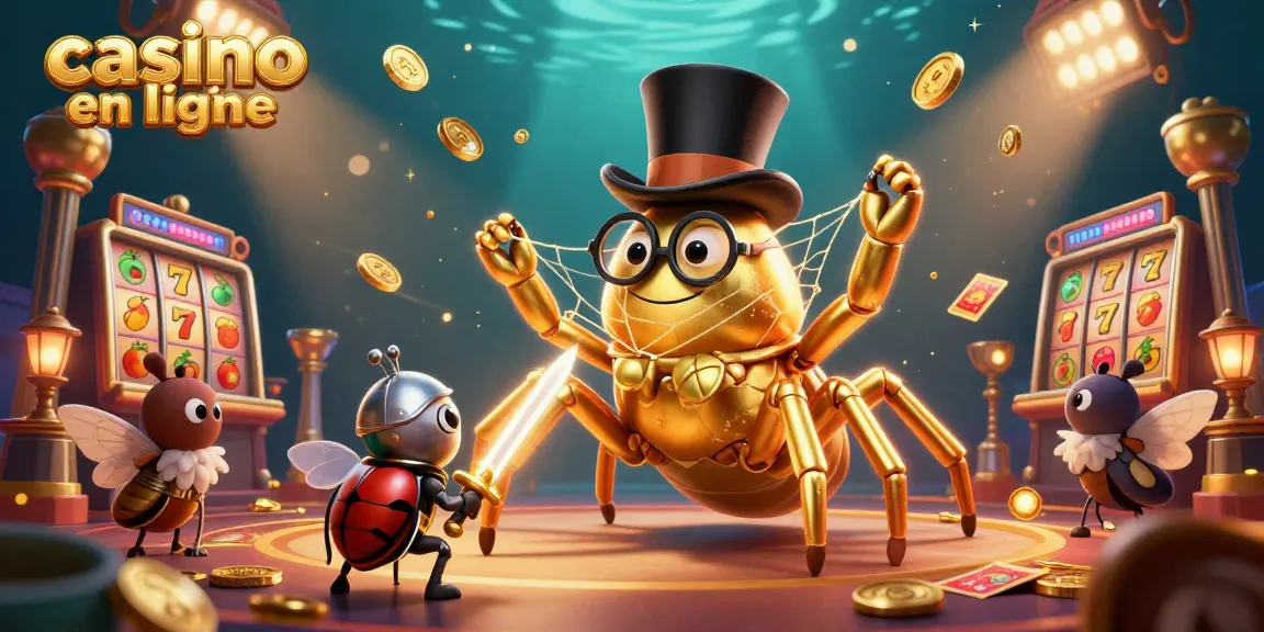 Les joueurs profitent de l'expérience captivante du casino en ligne parmi une illustration animée de jeux et trophées.