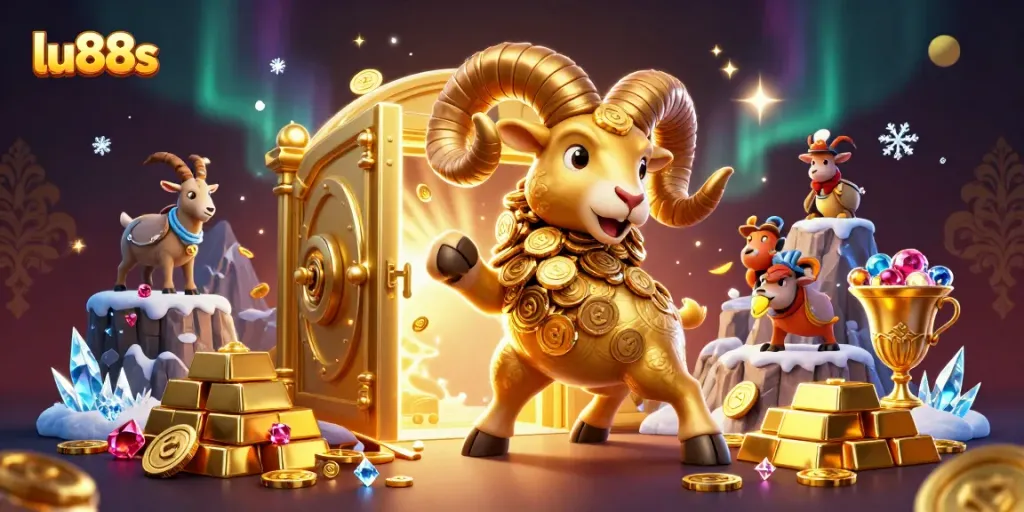 Experience exhilarating gameplay at lu88s with a golden ram charging into casino adventure.