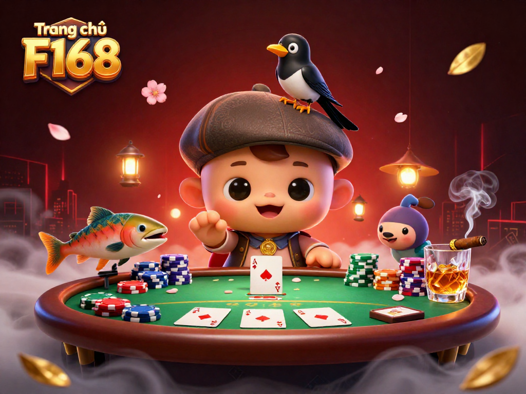 Engage in thrilling action at Trang chủ F168 with vibrant 3D illustrations of casino gaming elements.