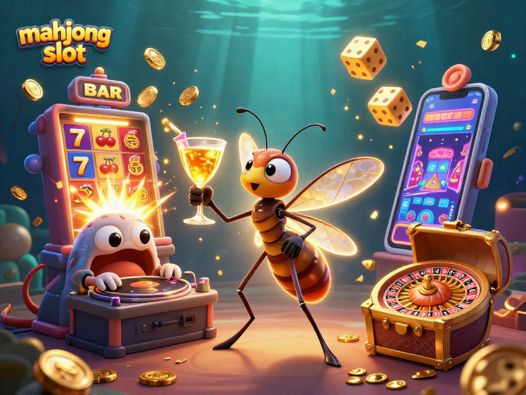 Experience winning with mahjong slot in this vibrant casino scene showcasing detailed characters and dynamic elements.