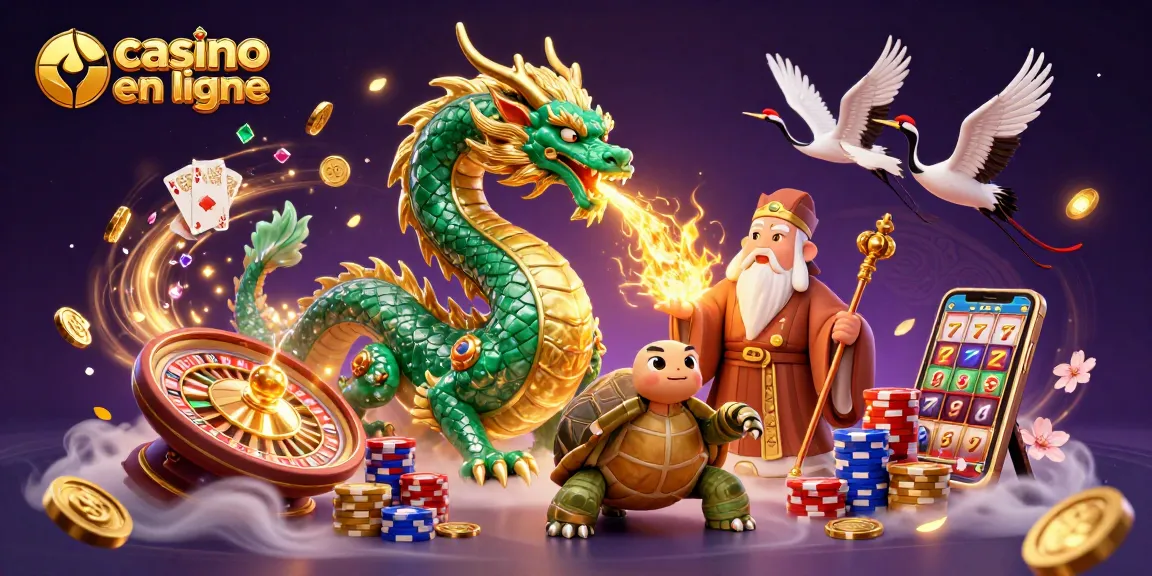 Réalisez des gains avec le dragon émeraude dans un casino en ligne dynamique, entouré de pièces dorées!