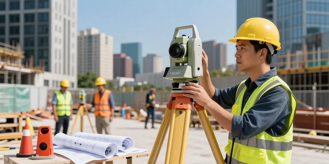 Surveyors as we all surveys during a professional land surveying operation in London.