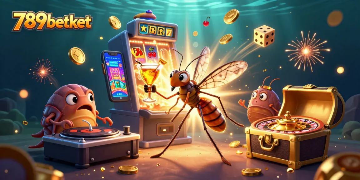 Experience the thrill of 789betket with a lively casino-themed digital illustration featuring unique characters and game dynamics.