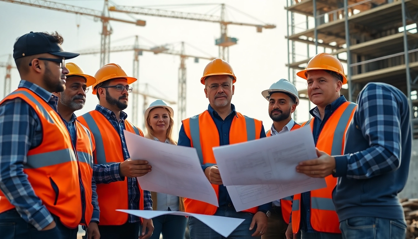 New Jersey Construction Manager leading a collaborative team at a construction site.