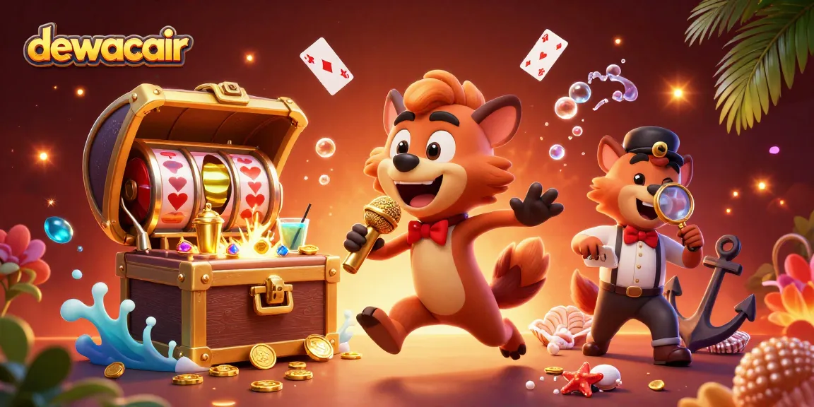 Experience winning with dewacair at the lively casino scene featuring hyena characters.
