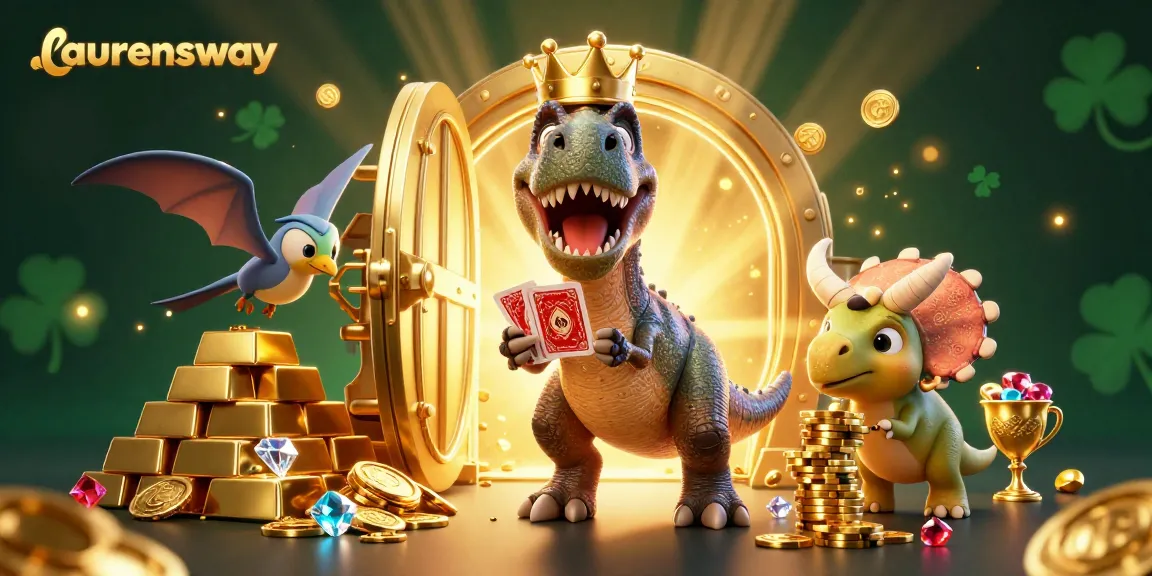 Join laurensway for an exciting casino experience featuring characters in a vibrant 3D illustration.