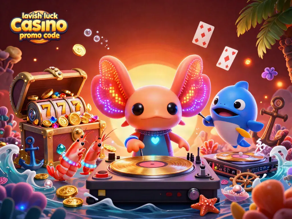 Experience gaming thrills with Lavish Luck casino promo code in a vibrant underwater scene.
