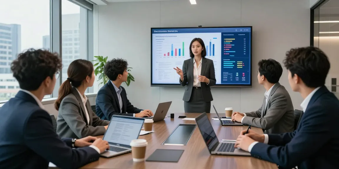 Réunion stratégique sur les services bancaires CIBC business avec une équipe de professionnels diversifiés discutant de solutions numériques innovantes.
