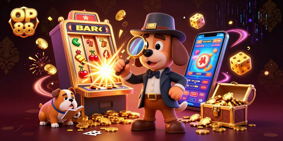 Engage with OP 88 as a detective bloodhound uncovers casino mysteries amidst jackpot excitement.