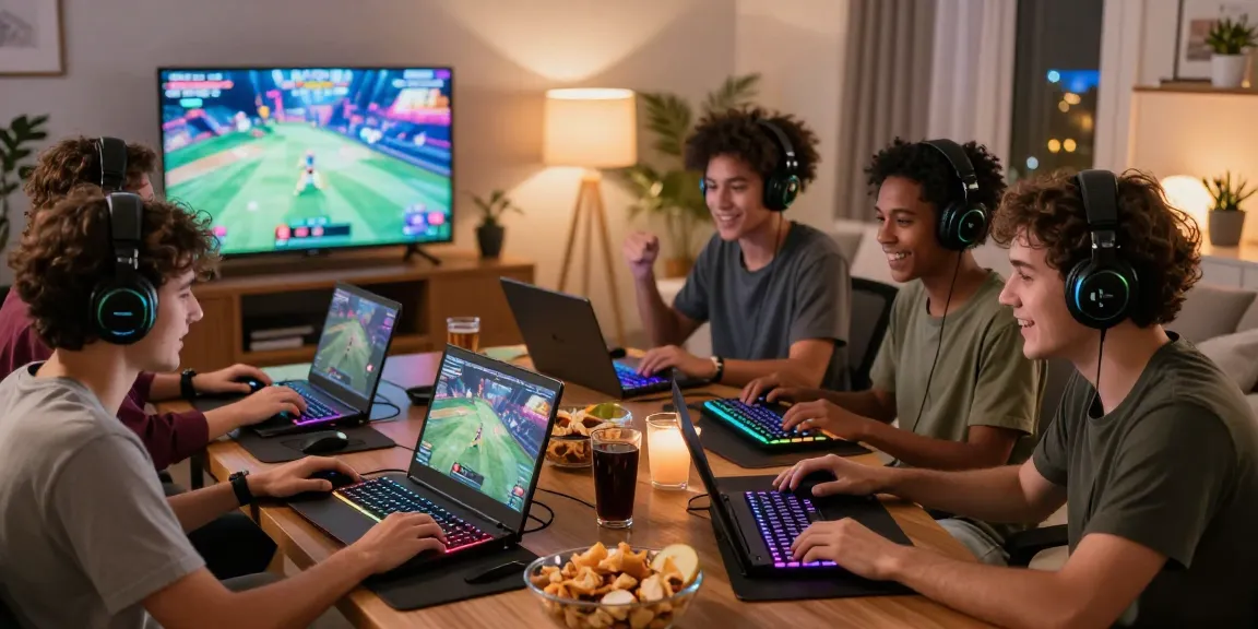 Diverse gamers using mantra88 for an exciting online gaming experience in a cozy living room.