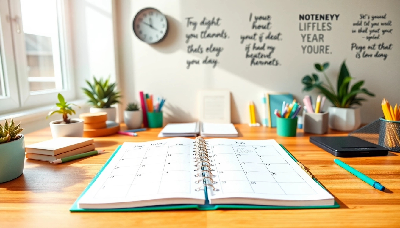 Crafting Custom Monthly Planners with personalized designs on a stylish wooden desk.