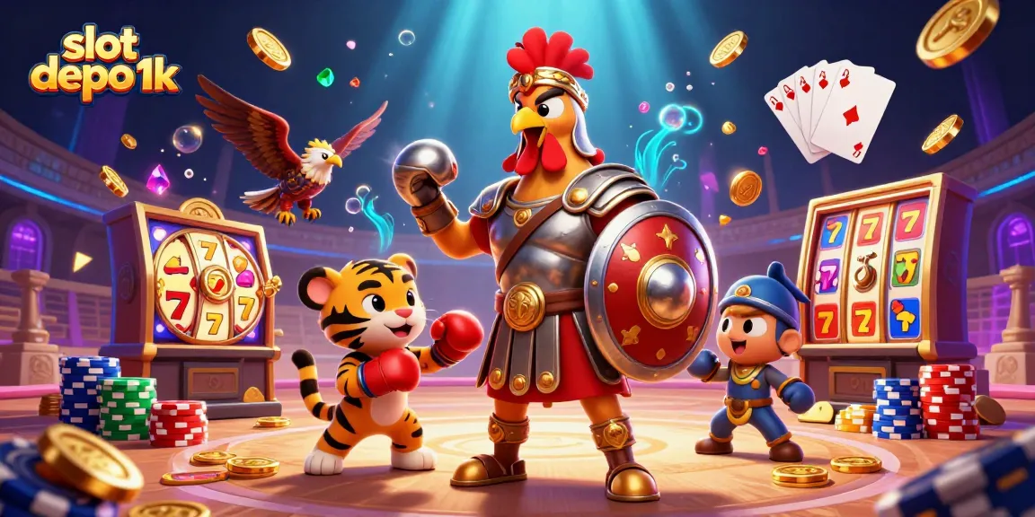 Engage with slot depo 1k and win big in a vibrant casino scene featuring dynamic characters and game elements.