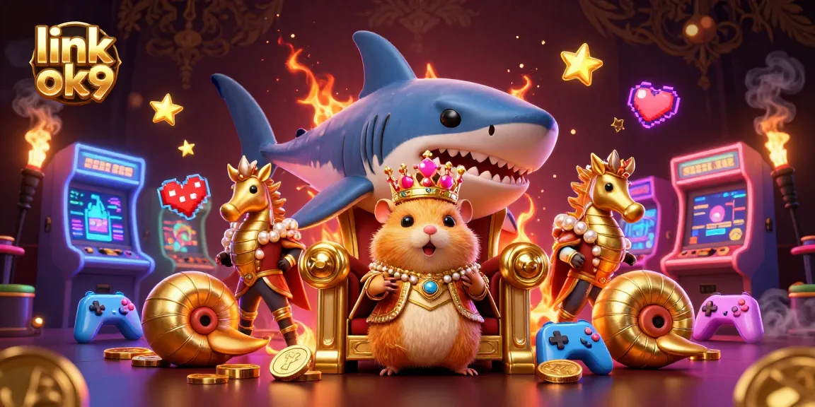Experience the excitement with link ok9's thrilling gaming scene featuring a golden hamster king and vivid arcade visuals.