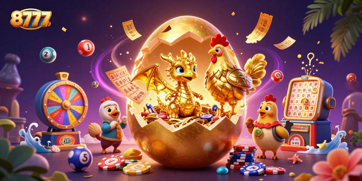 Experience thrilling wins at 8777 as a baby dragon hatches amidst colorful gaming elements.