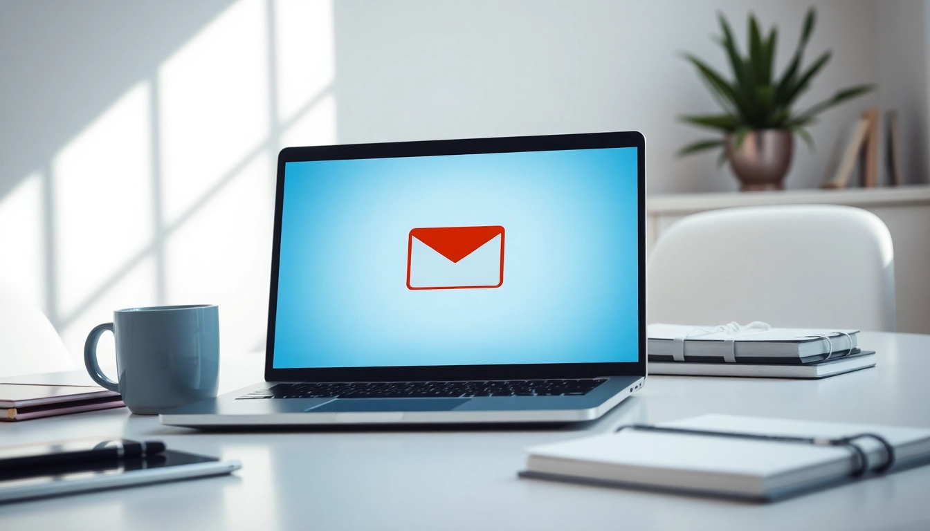 在现代桌面上下载Gmail工具的显示屏，展现出高效的工作环境。