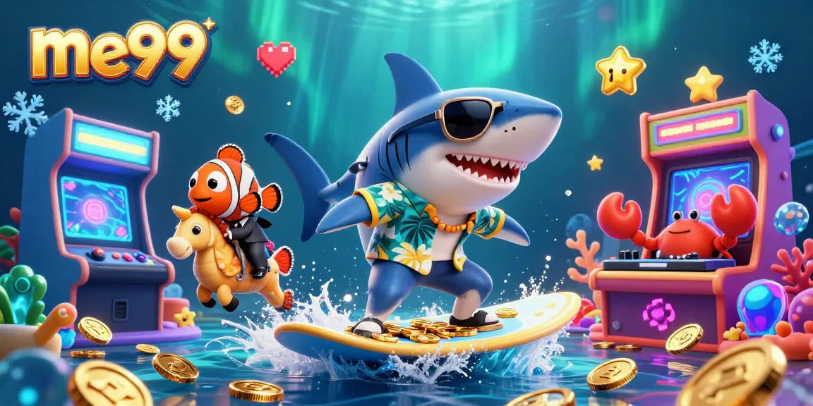 Engage in thrilling gameplay at me99 with vibrant characters surfing on gold coins.