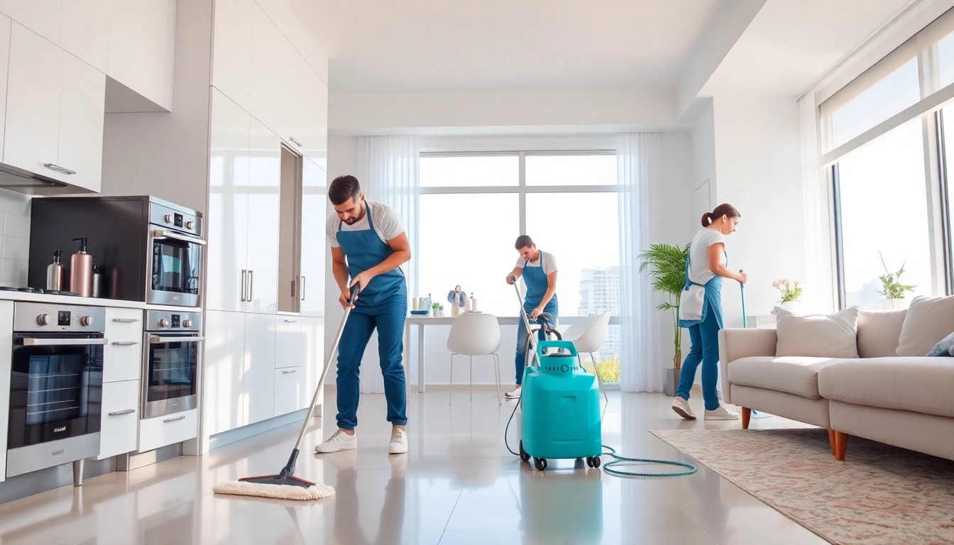 Bond cleaning professionals meticulously cleaning an apartment, demonstrating thoroughness and attention to detail.